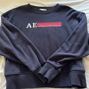 Navy blue American Eagle, cropped crew; slightly worn